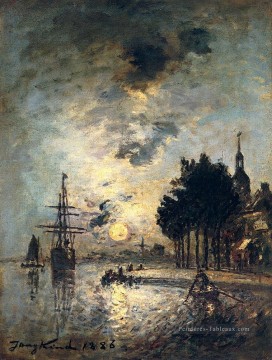  lune Tableau - Clair De Lune navire paysage marin Johan Barthold Jongkind